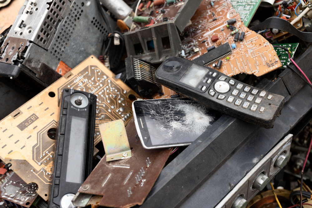 electric waste including house phones, mother boards and stereos